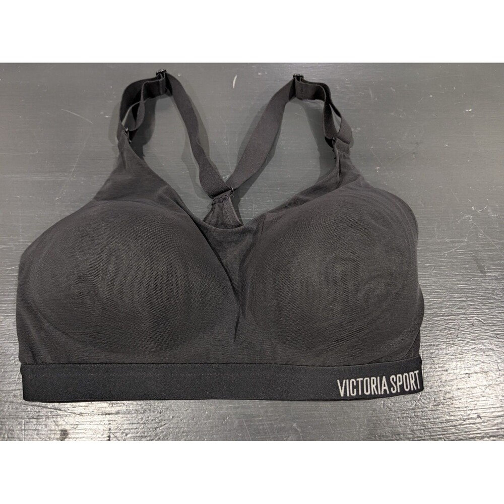 Victoria Secret Sport Size 32DD Black Mesh Breathable Sports Bra